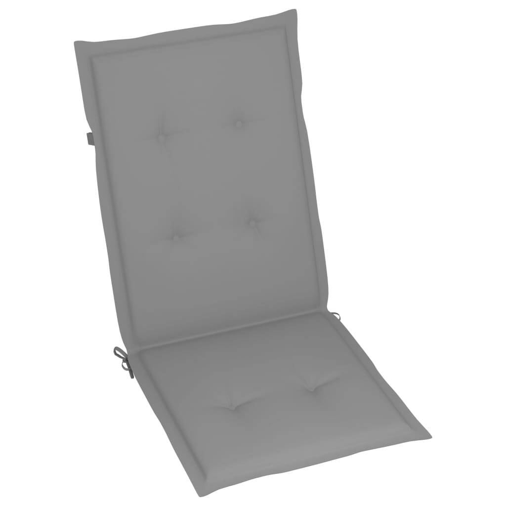 Garden Highback Chair Cushion 4pcs Fabric Foam 120x50x3cm Outdoor Grey