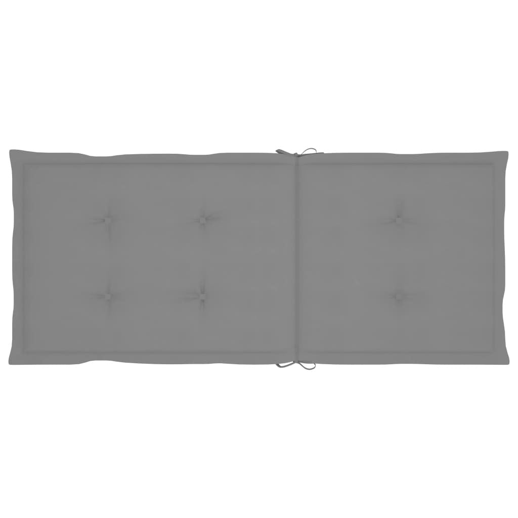 Garden Highback Chair Cushion 4pcs Fabric Foam 120x50x3cm Outdoor Grey