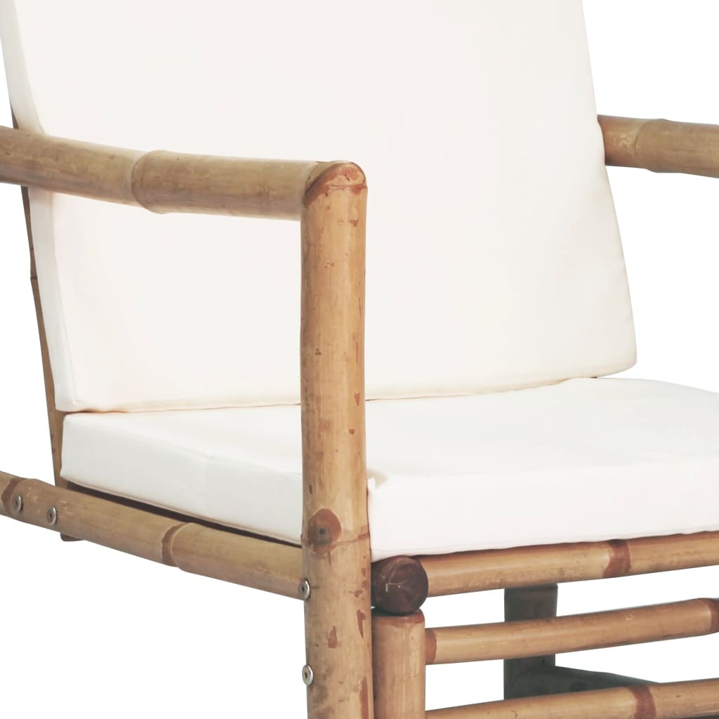4 Piece Garden Lounge Set with Cushions Bamboo Outdoor Sofa Table Natural
