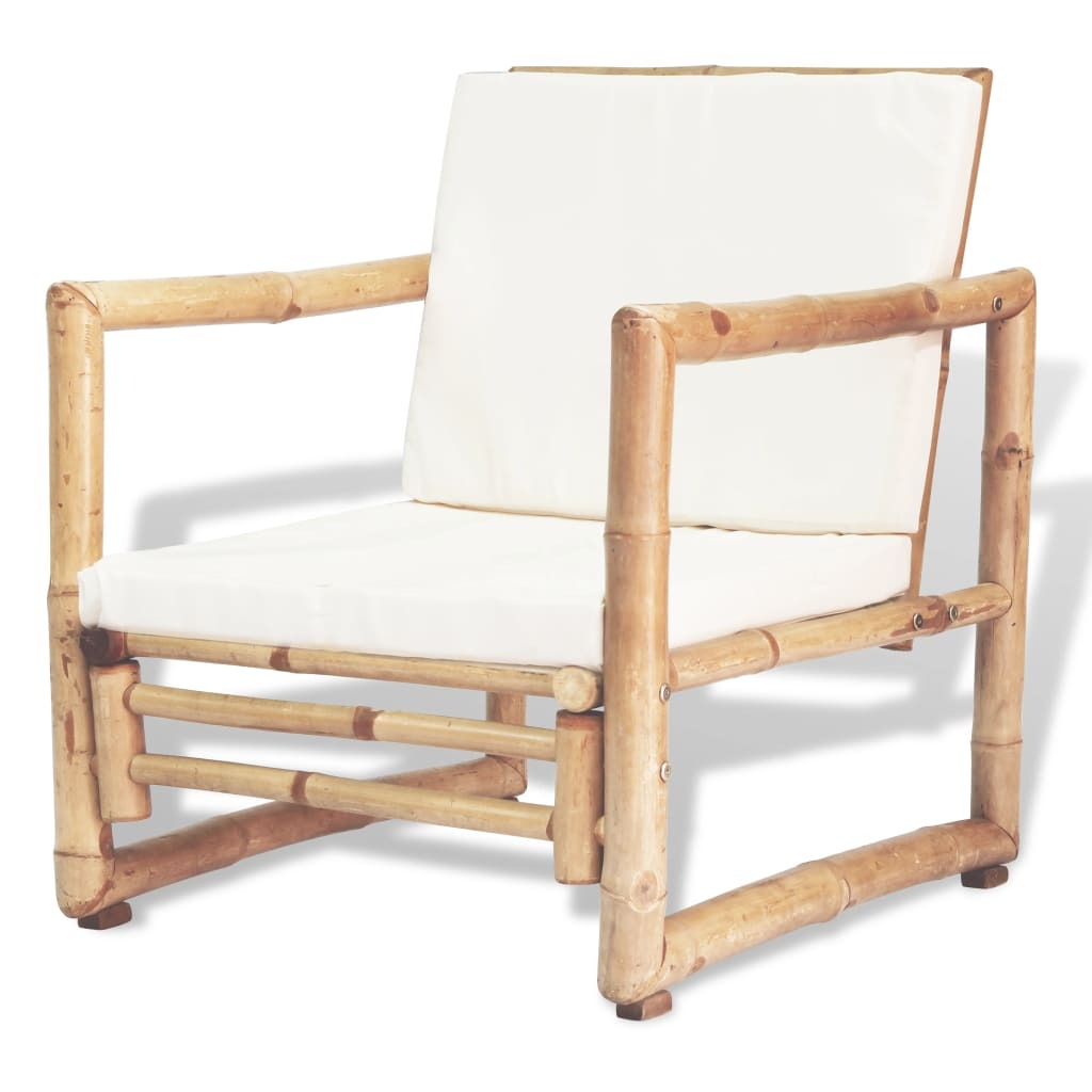 4 Piece Garden Lounge Set with Cushions Bamboo Outdoor Sofa Table Natural