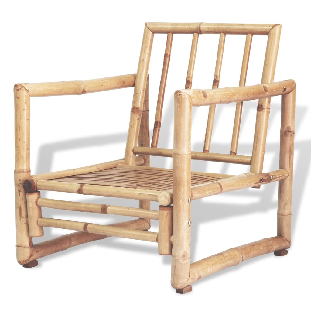 4 Piece Garden Lounge Set with Cushions Bamboo Outdoor Sofa Table Natural