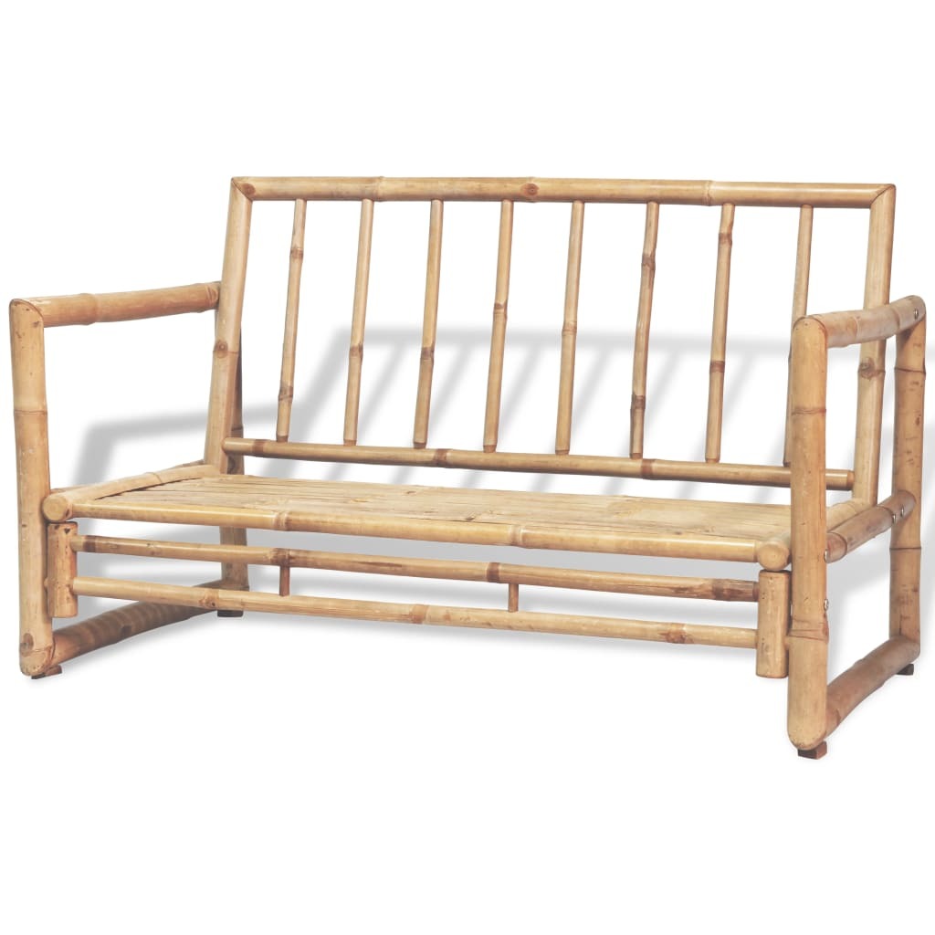 4 Piece Garden Lounge Set with Cushions Bamboo Outdoor Sofa Table Natural