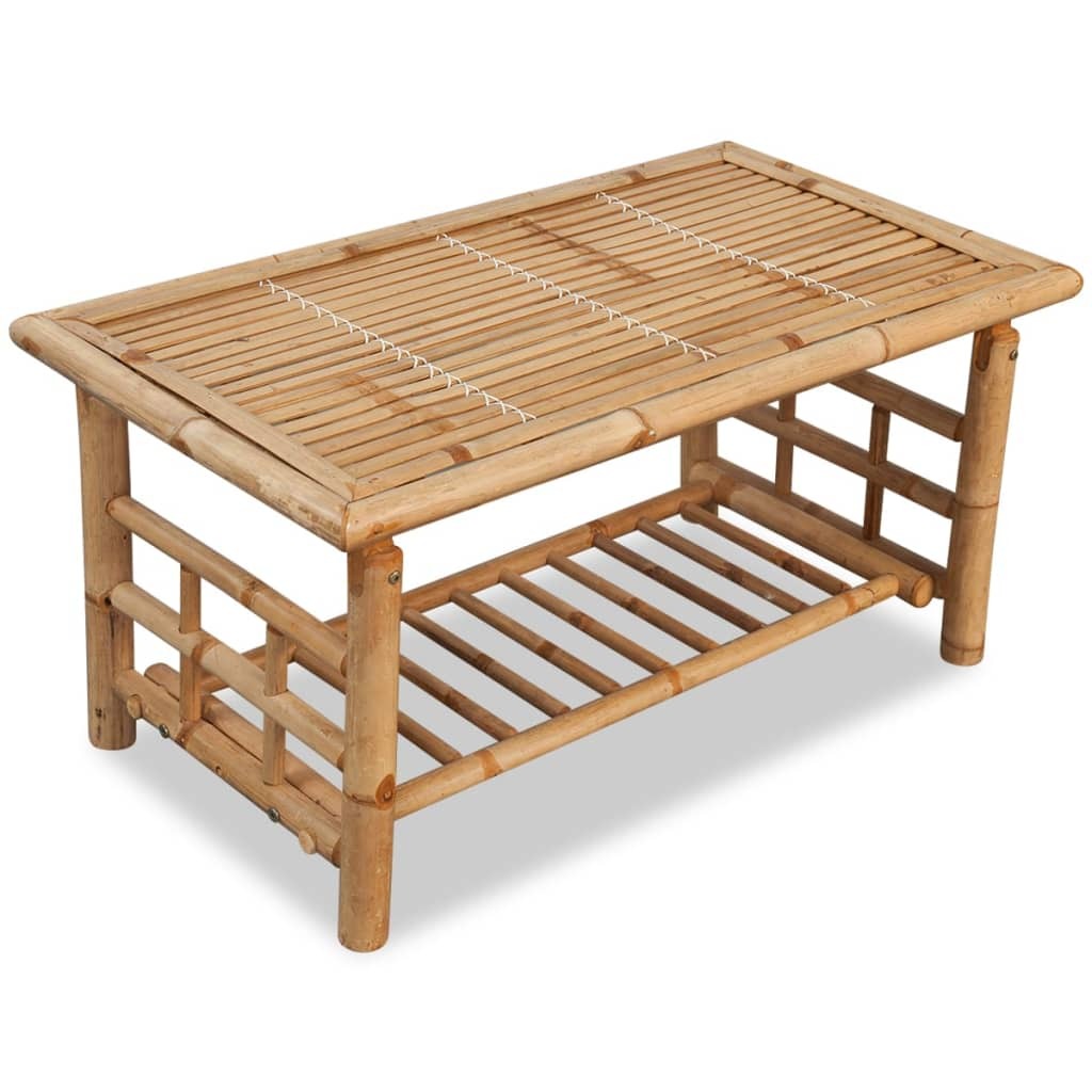 4 Piece Garden Lounge Set with Cushions Bamboo Outdoor Sofa Table Natural