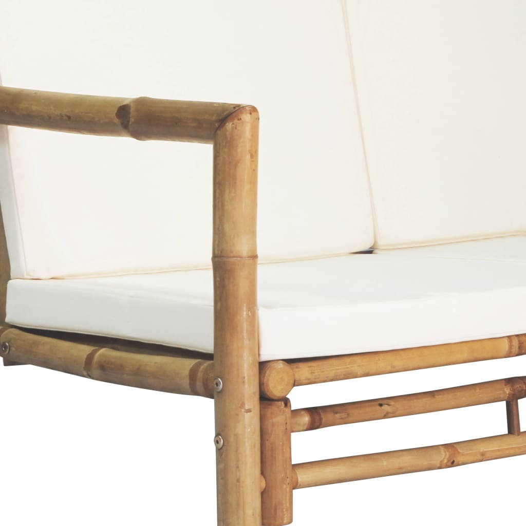 4 Piece Garden Lounge Set with Cushions Bamboo Outdoor Sofa Table Natural