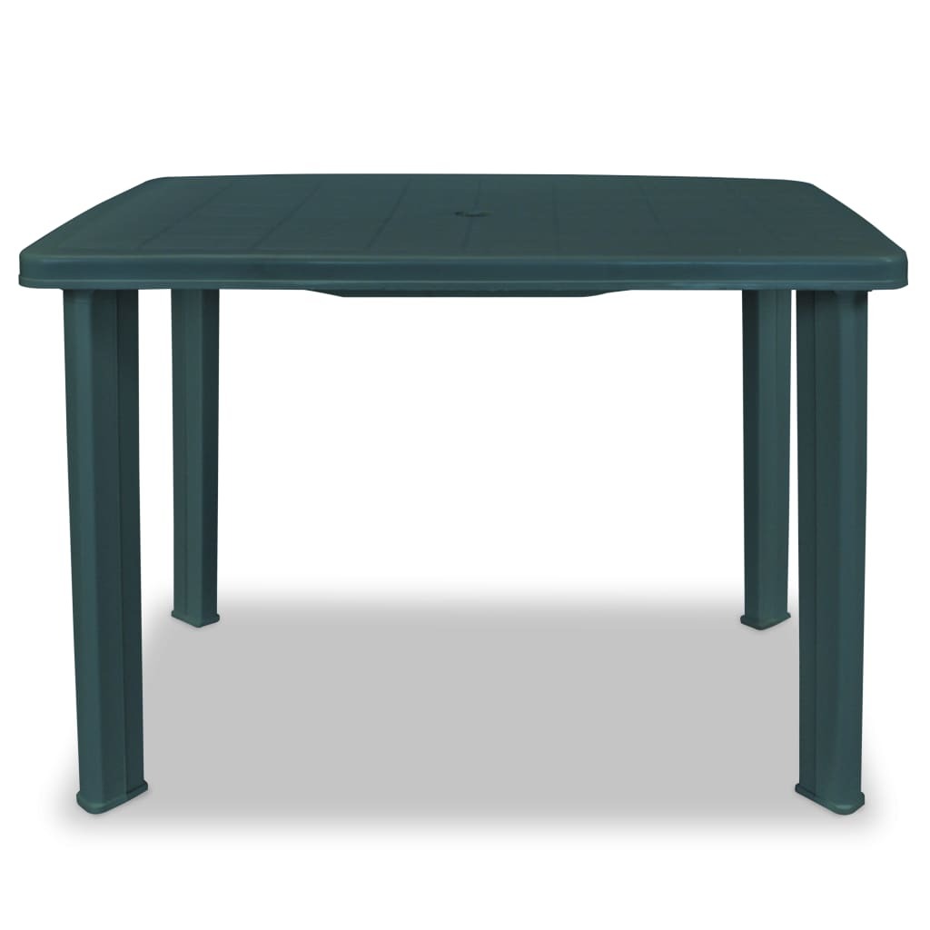 Garden Table Outdoor Dining Table Plastic Green with Umbrella Hole 101x68cm