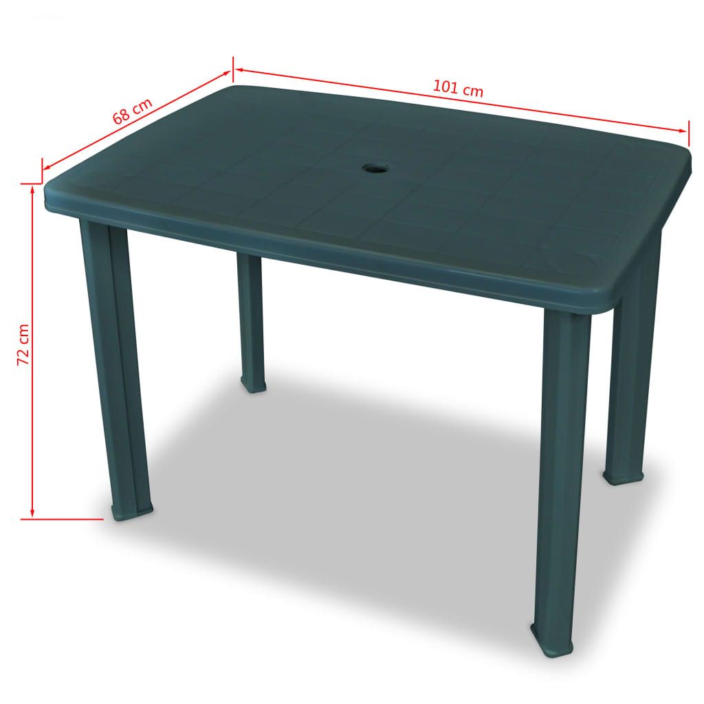 Garden Table Outdoor Dining Table Plastic Green with Umbrella Hole 101x68cm