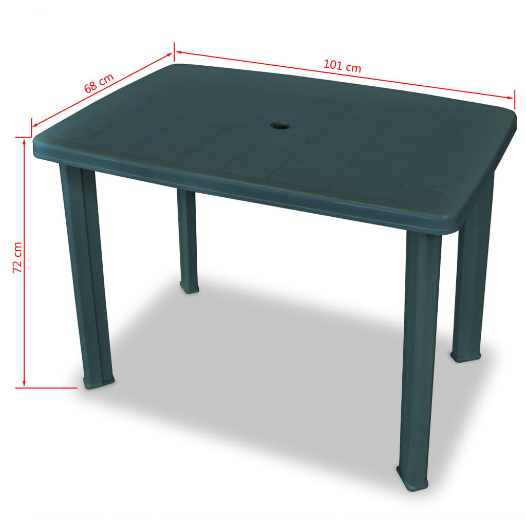 Garden Table Outdoor Dining Table Plastic Green with Umbrella Hole 101x68cm
