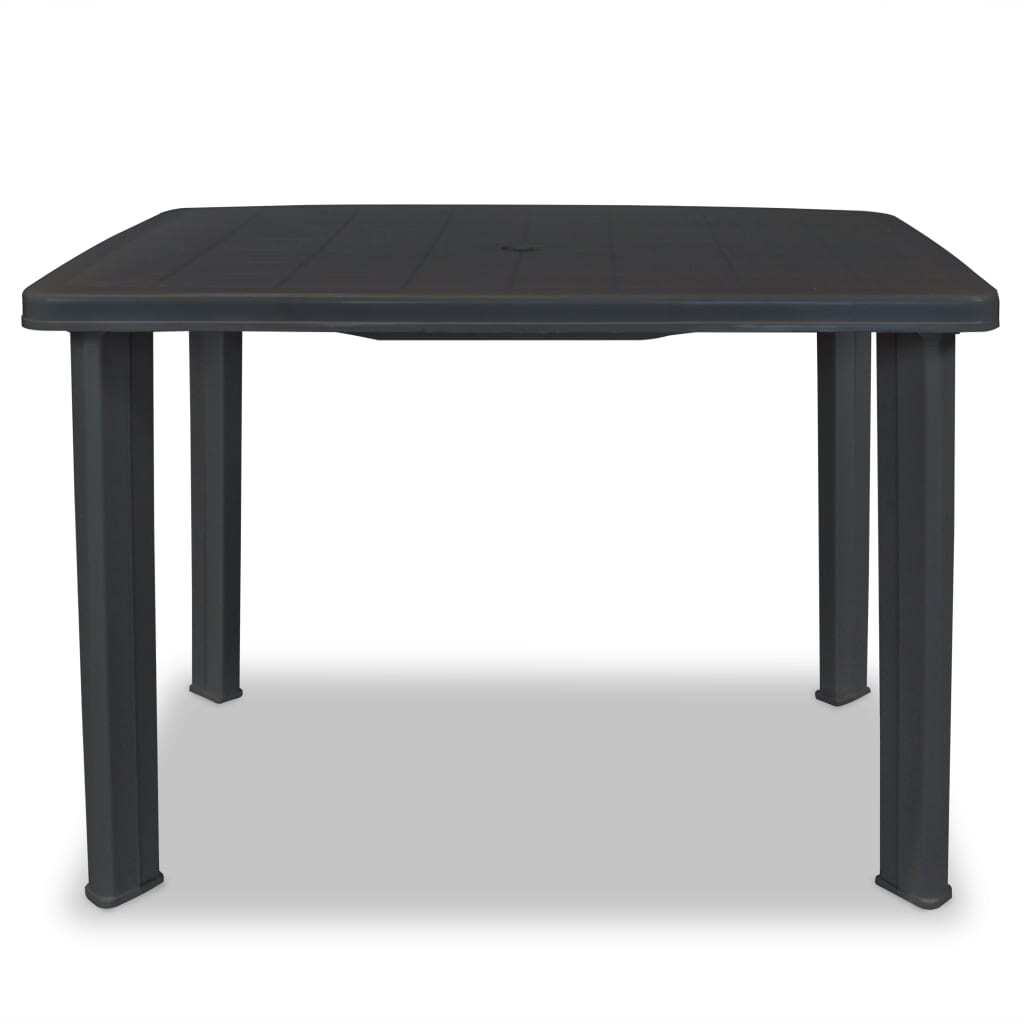 Garden Table Outdoor Dining Table Plastic Anthracite Umbrella Hole 101x68cm