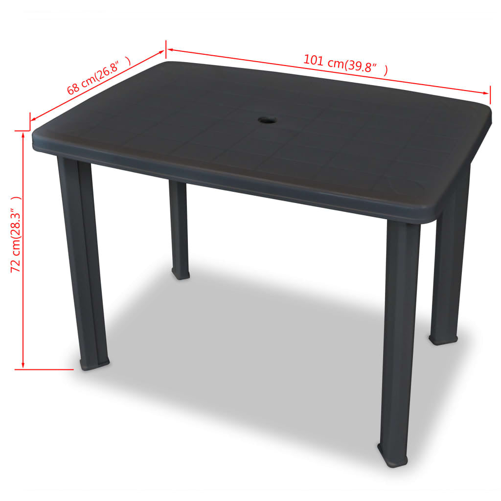 Garden Table Outdoor Dining Table Plastic Anthracite Umbrella Hole 101x68cm