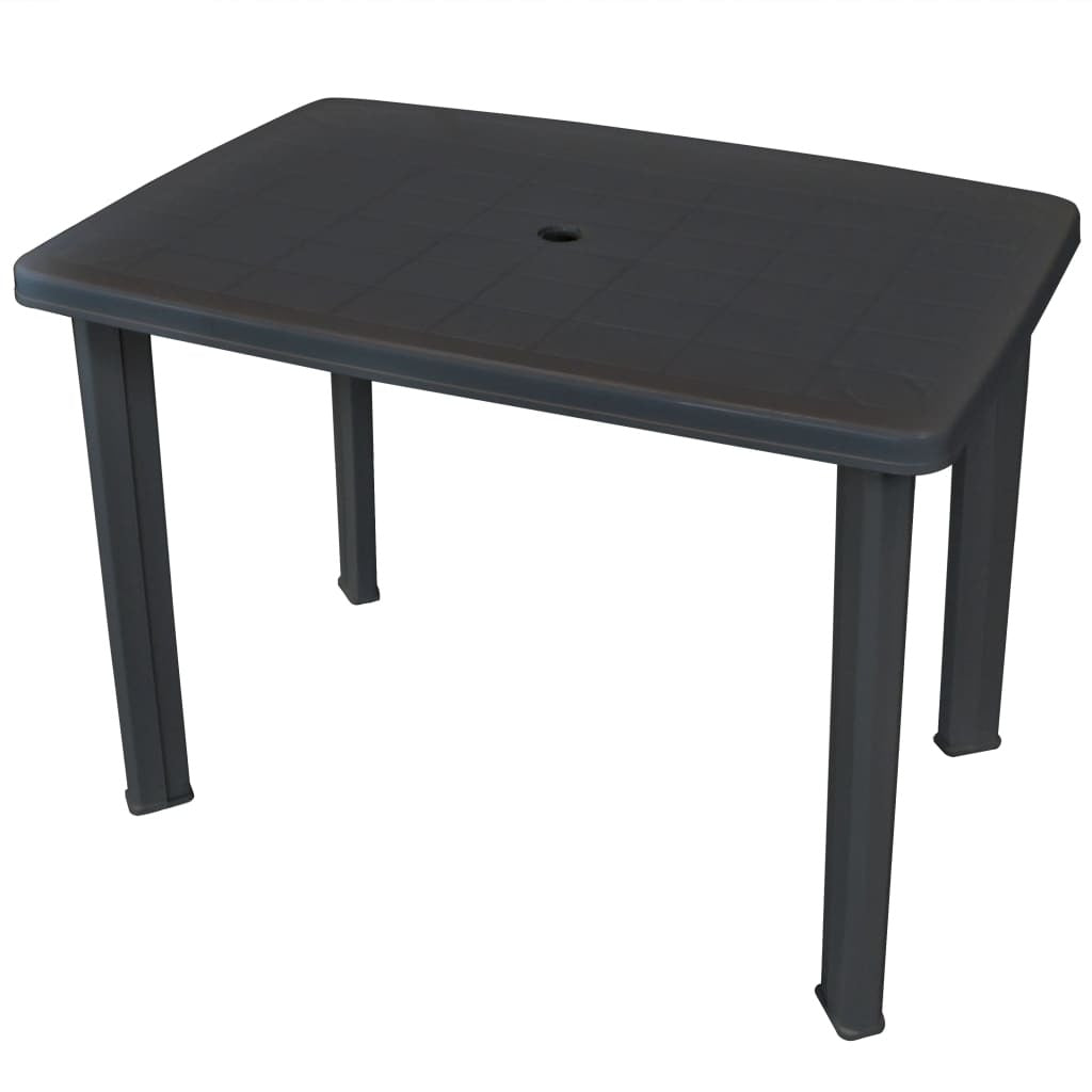 Garden Table Outdoor Dining Table Plastic Anthracite Umbrella Hole 101x68cm