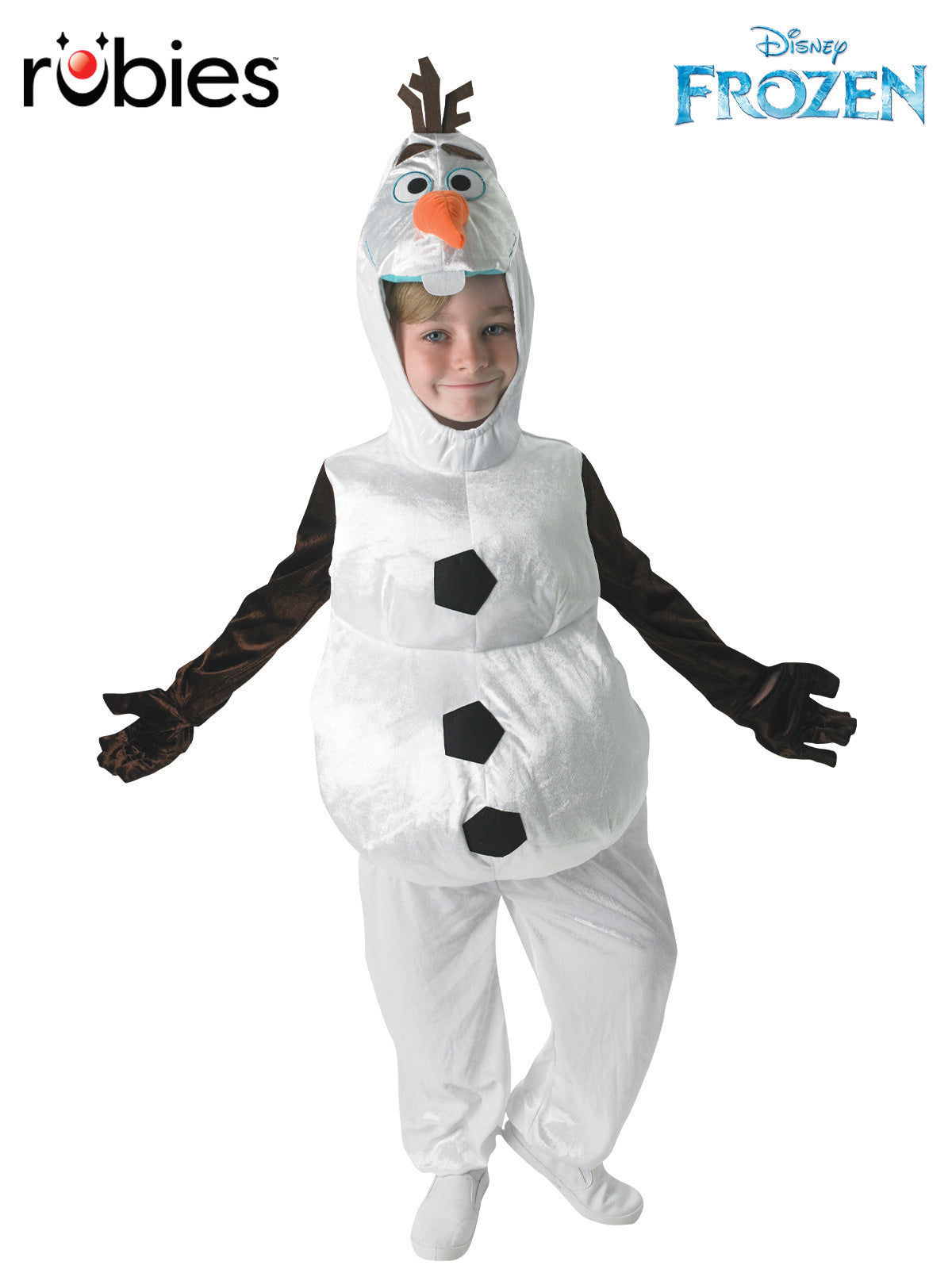 Olaf Snowman Kids Costume with Padded Jumpsuit, Gloves and Character Head