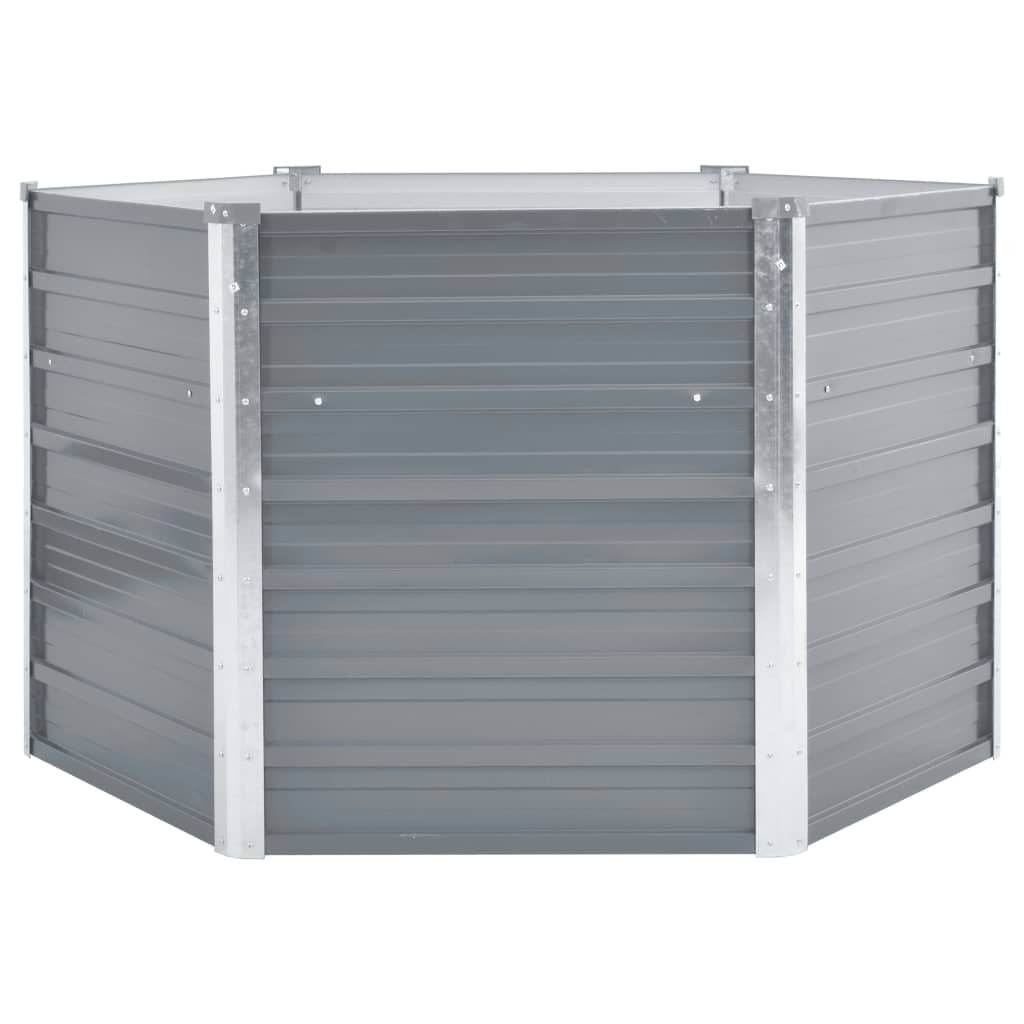 Garden Raised Bed Planter Hexagonal Galvanised Steel Grey 129x129x77cm