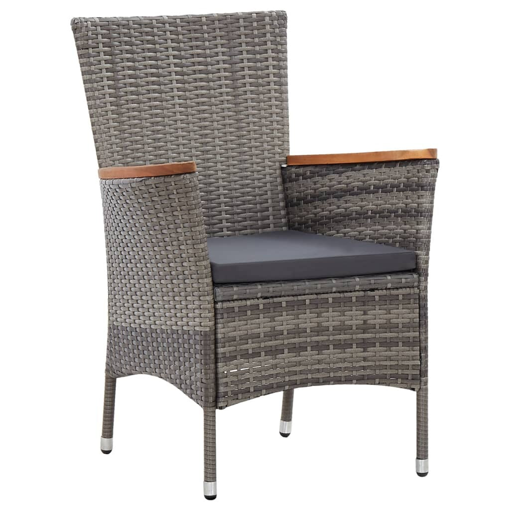 7 Piece Garden Dining Set with Cushions Poly Rattan Outdoor Patio Table Grey