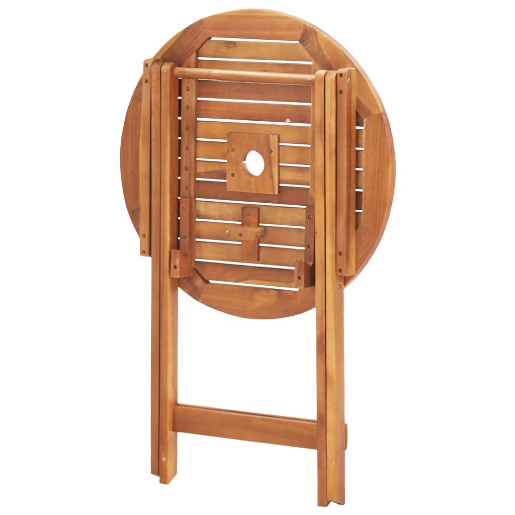 Folding Garden Table Outdoor Round Solid Acacia Wood 60cm Parasol Hole