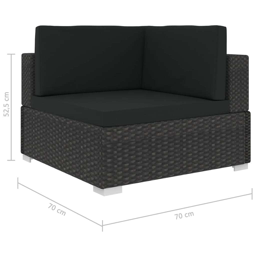 5 Piece Garden Lounge Set with Cushions Poly Rattan Outdoor Sofa Set Black