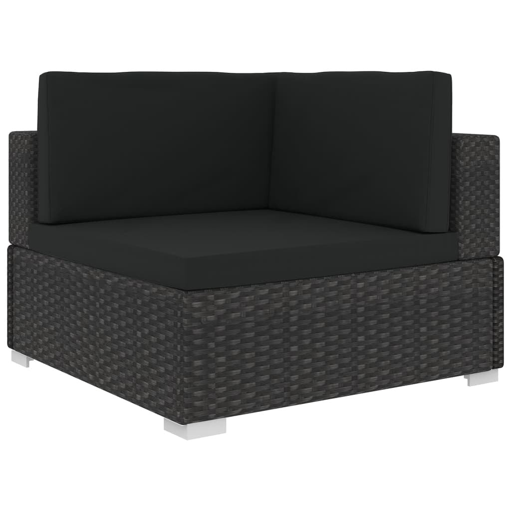 5 Piece Garden Lounge Set with Cushions Poly Rattan Outdoor Sofa Set Black