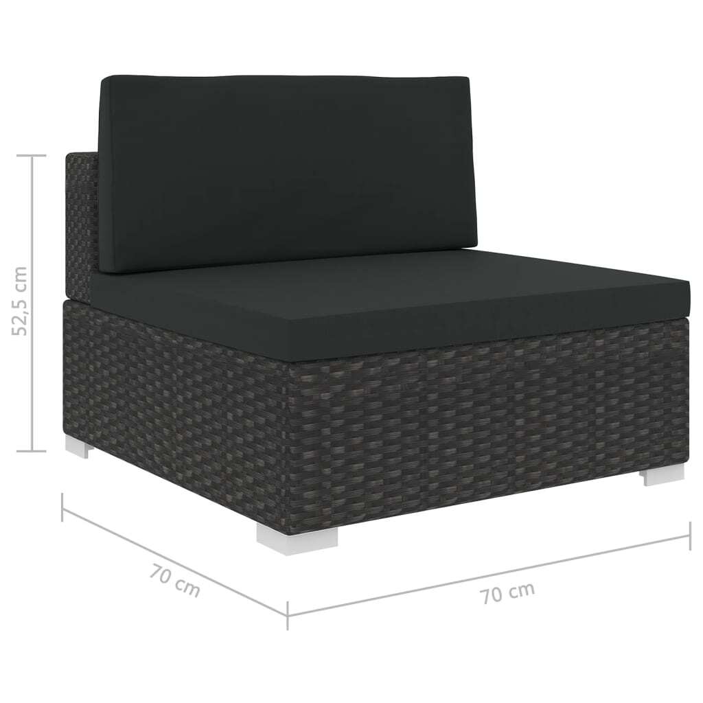 5 Piece Garden Lounge Set with Cushions Poly Rattan Outdoor Sofa Set Black