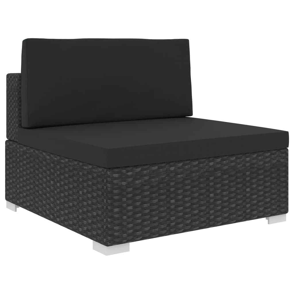 5 Piece Garden Lounge Set with Cushions Poly Rattan Outdoor Sofa Set Black