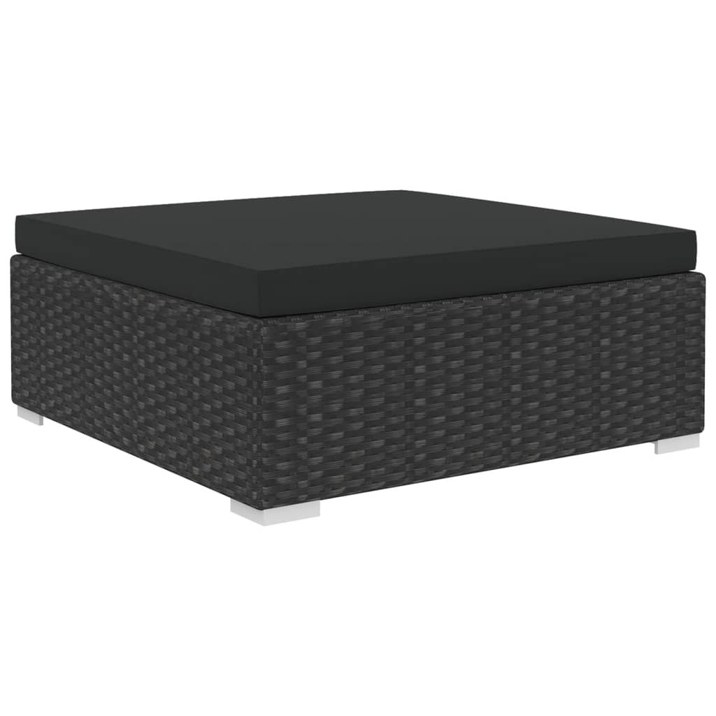 5 Piece Garden Lounge Set with Cushions Poly Rattan Outdoor Sofa Set Black