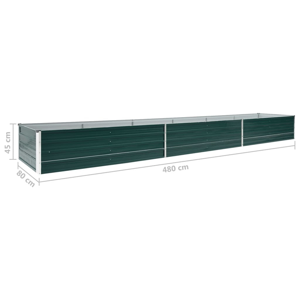 Garden Raised Bed Planter Box Galvanised Steel Green 480x80x45cm Open Bottom
