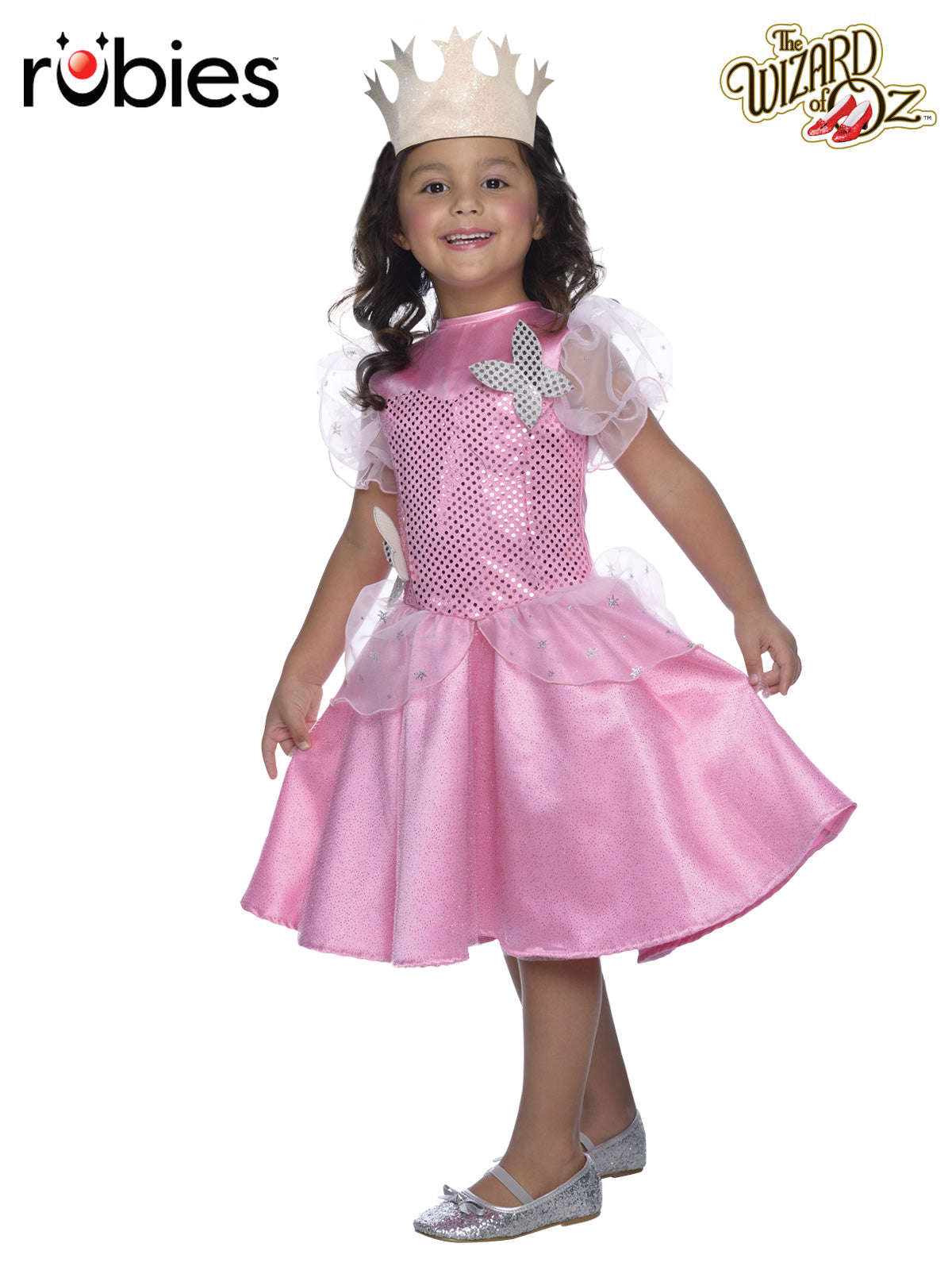 Glinda the Good Witch Kids Deluxe Costume with Pink Dress and Tiara