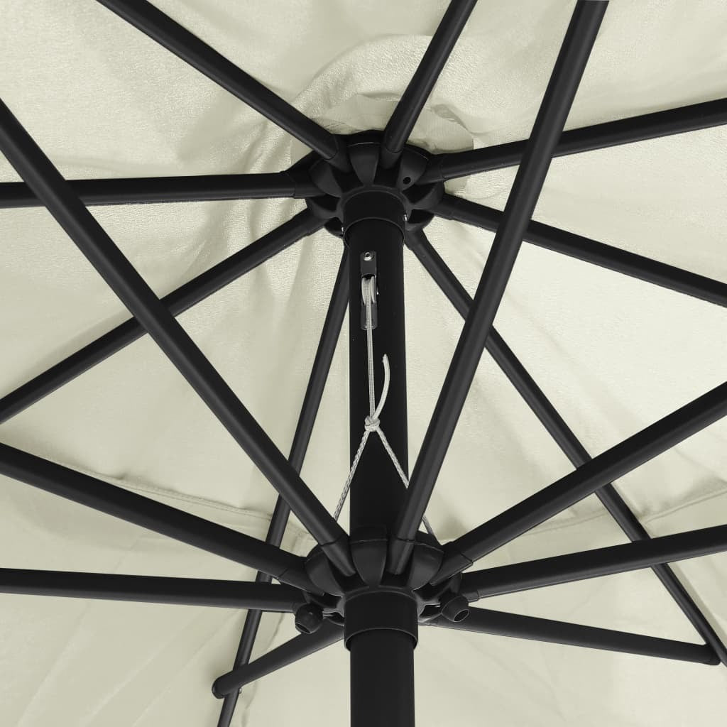 Garden Parasol Outdoor Umbrella Metal Pole Crank 8 Ribs Sand White 390cm