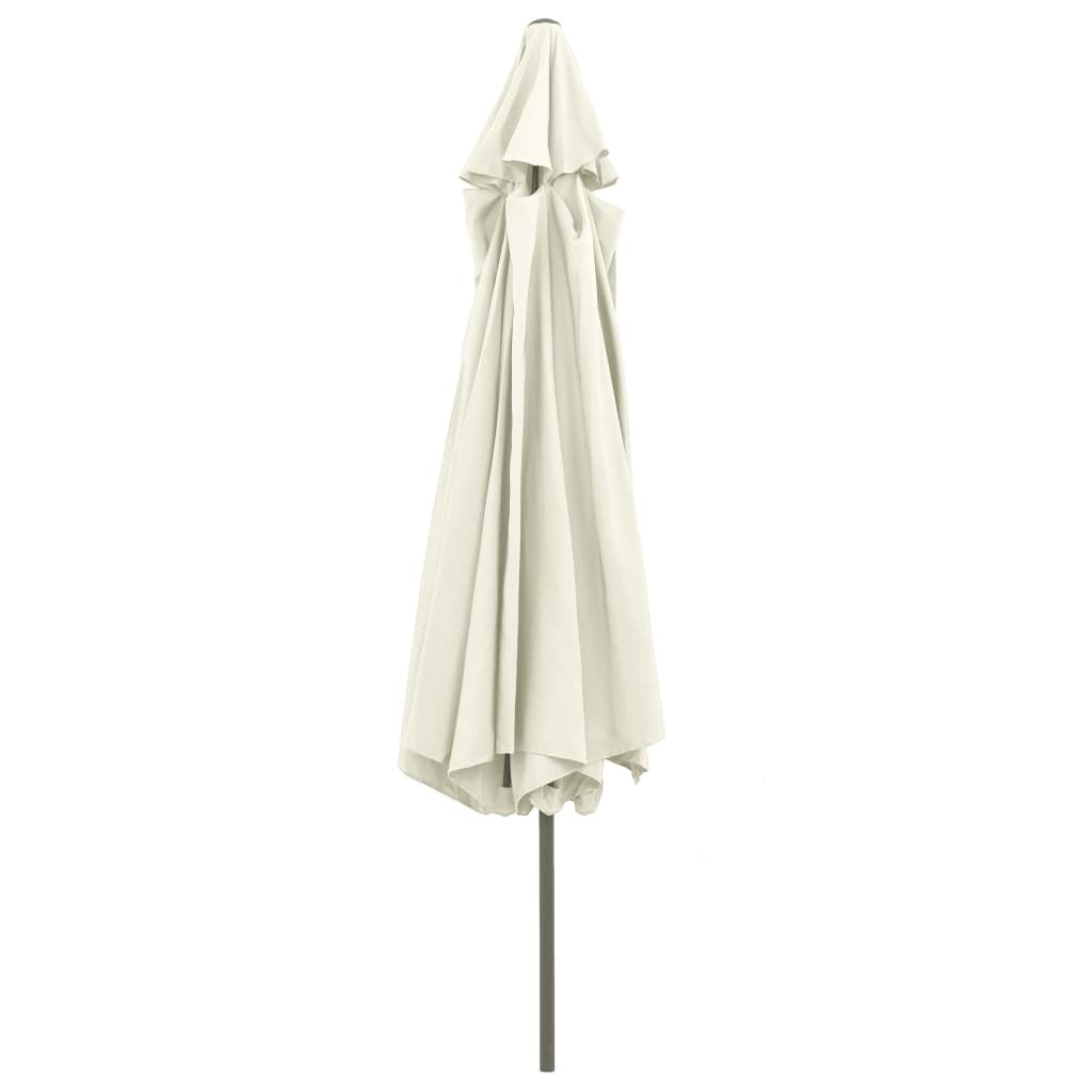Garden Parasol Outdoor Umbrella Metal Pole Crank 8 Ribs Sand White 390cm