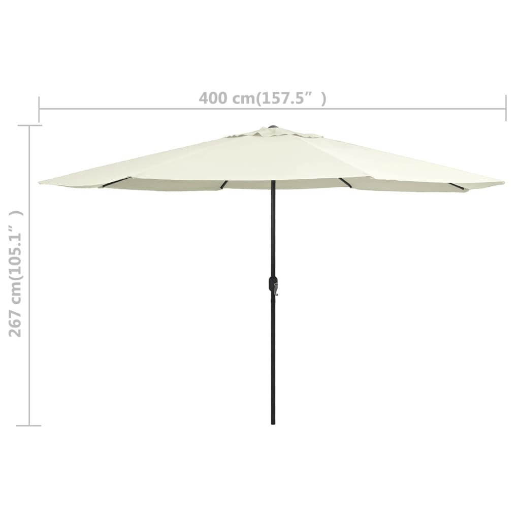 Garden Parasol Outdoor Umbrella Metal Pole Crank 8 Ribs Sand White 390cm