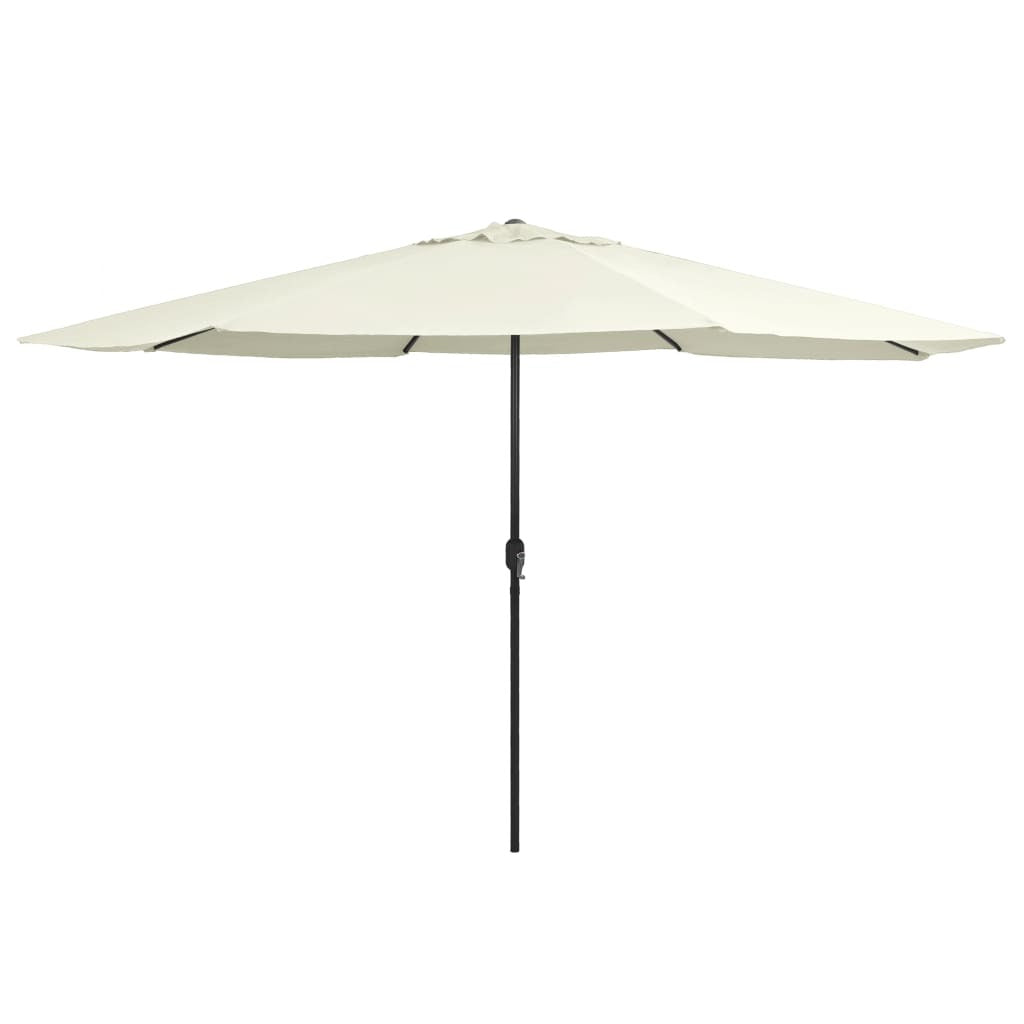 Garden Parasol Outdoor Umbrella Metal Pole Crank 8 Ribs Sand White 390cm