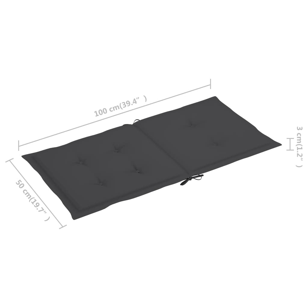 Lowback Chair Cushions Set of 4 Outdoor Oxford Fabric Anthracite Non-Slip