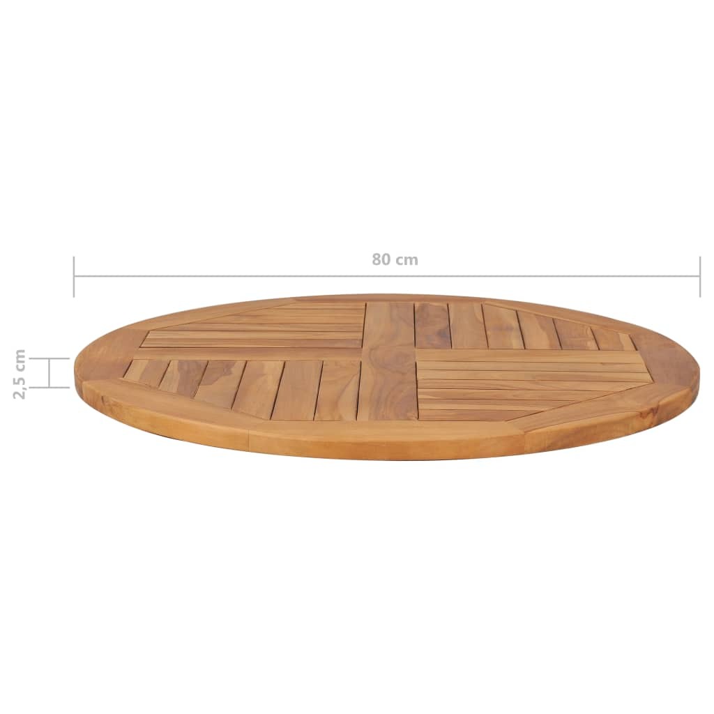 Table Top Solid Teak Wood Round Dining Garden Replacement 80cm Natural