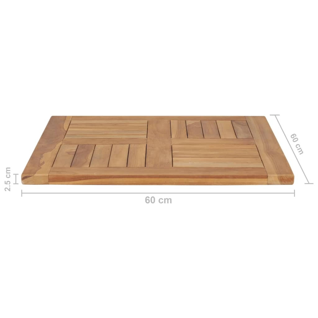 Solid Teak Wood Table Top 60x60x2.5cm Square Wooden Dining Garden Furniture