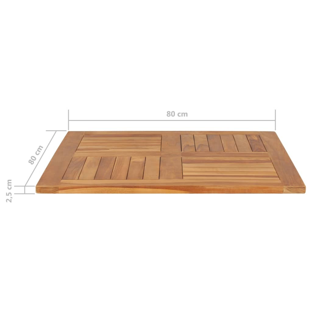 Solid Teak Wood Table Top 80x80x2.5cm Square Wooden Dining Garden Furniture