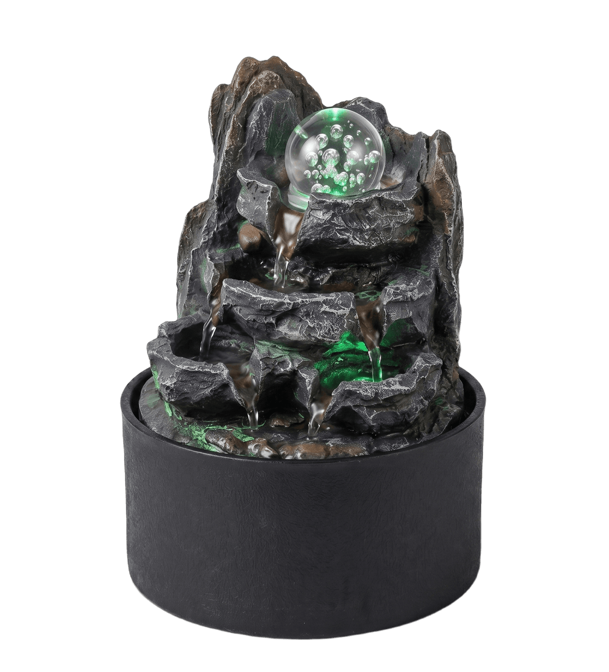 Spector Tabletop Water Fountain Resin LED Light 3 Flow Levels Waterfall Office-2061251862543339528