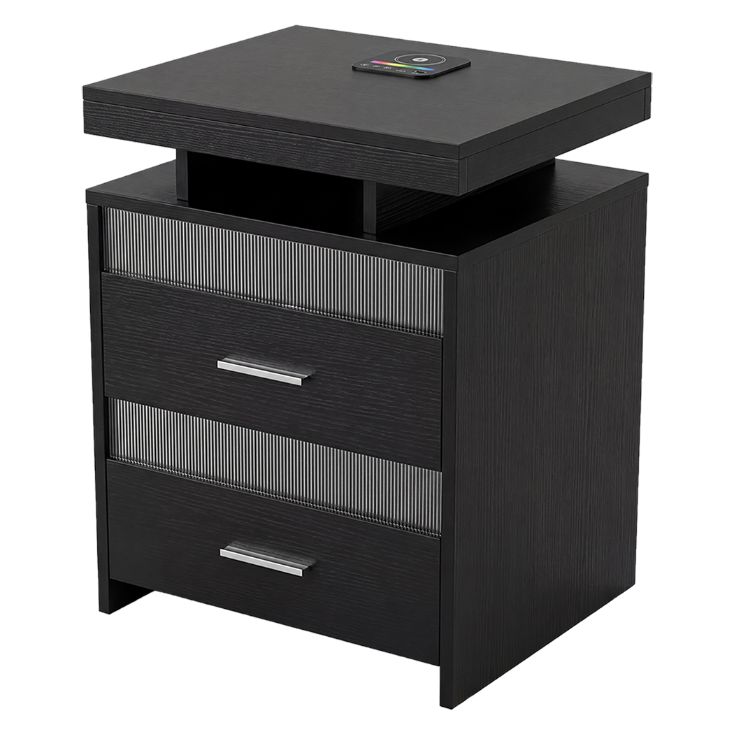 Levede Smart Bedside Table Charging Station Motion Sensor Modern Nightstand-2050056780108664840