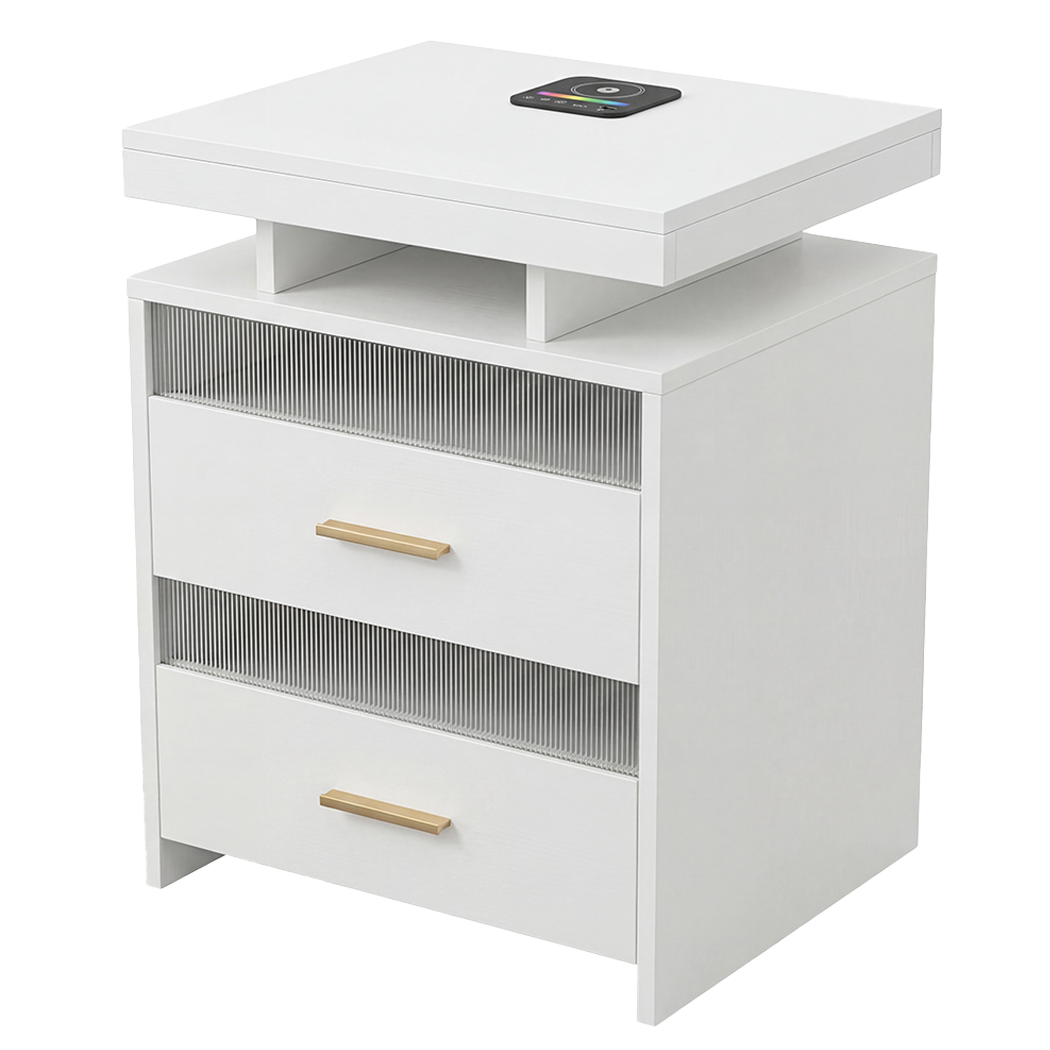 Levede Smart Bedside Table RGB Motion Sensor Charging Nightstand Bedroom Modern-2050056780293214216