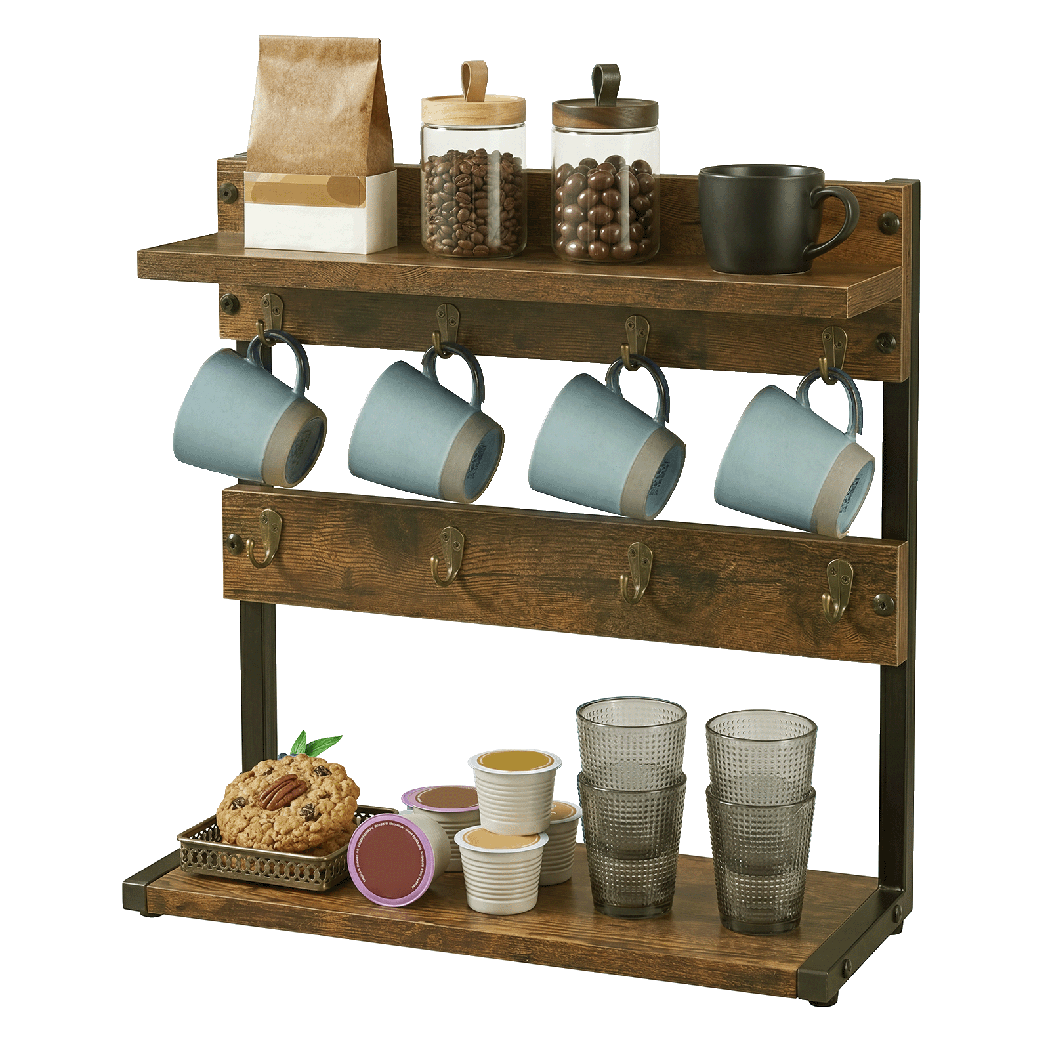 Levede Mug Holder Stand Industrial 2 Tier Countertop Mug Tree Organizer 8 Hooks-2072893556879659016