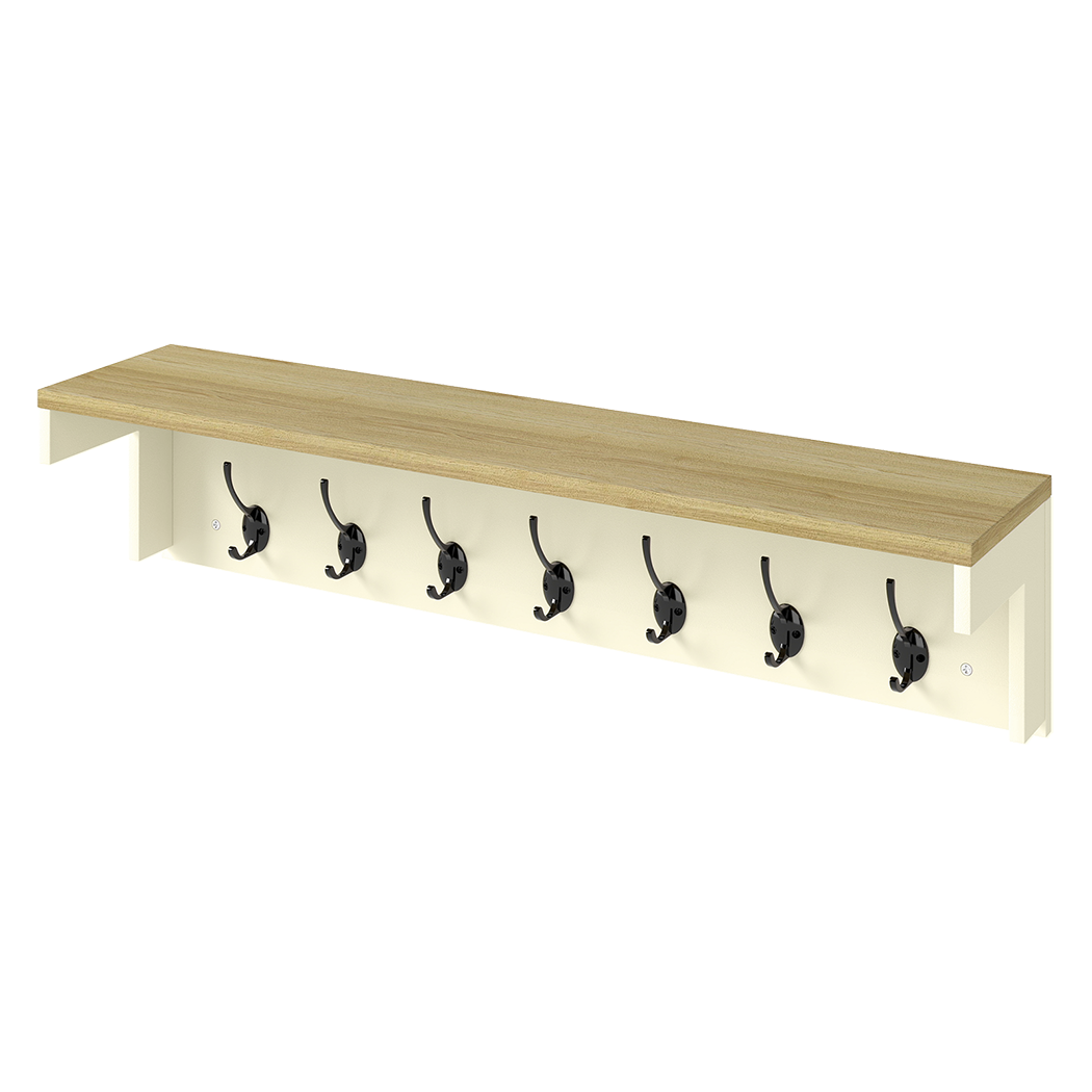 Levede Coat Rack Wall Mounted Shelf 7 Double Hooks Storage Entryway Hallway-2065254290527752200