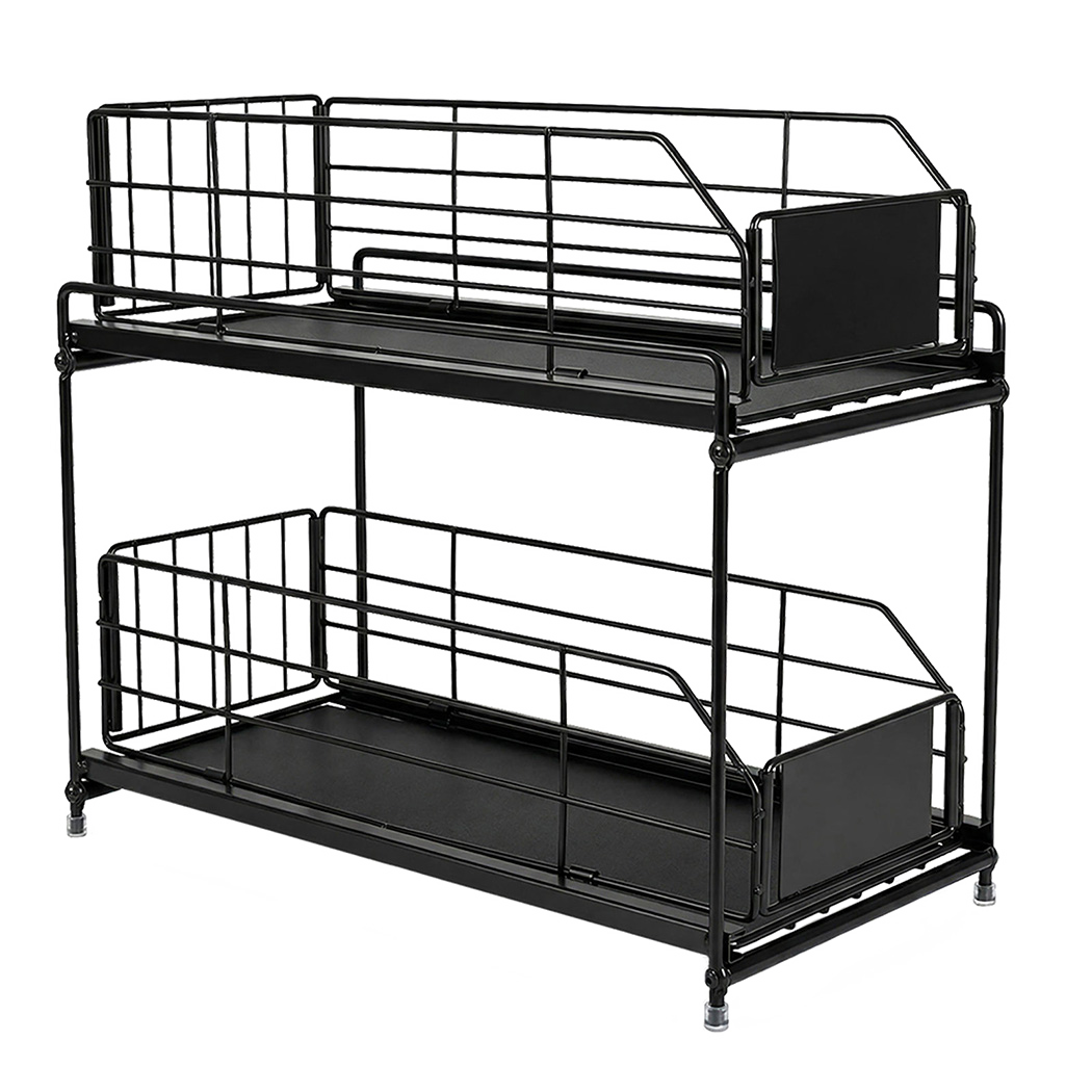 Toque 2 Tier Pull Out Cabinet Organizer Sliding Kitchen Storage Rack Under Sink-2050059016155041800