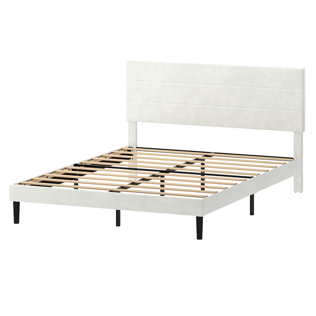 Levede Double Bed Frame Upholstered Adjustable Headboard Platform Mattress Base-2050056771569061896