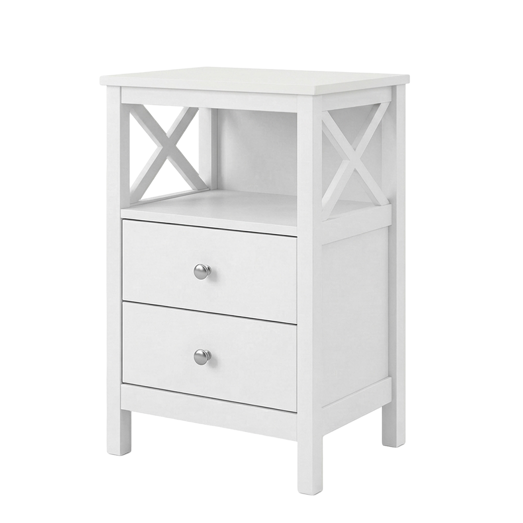 Levede Bedside Table Nightstand Side End Table 2 Drawers Storage Bedroom Cabinet-2050056781207572488