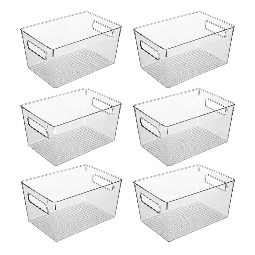 Toque Clear Plastic Storage Bins 6PCS Pantry Fridge Organizer Boxes Handles-2061251865114447880