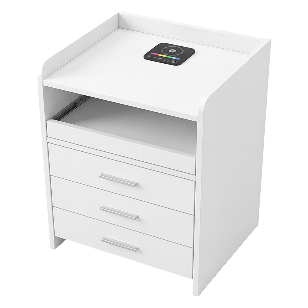 Levede Smart Bedside Table USB Wireless Charging Motion Sensor Light Nightstand-2065254302682845192