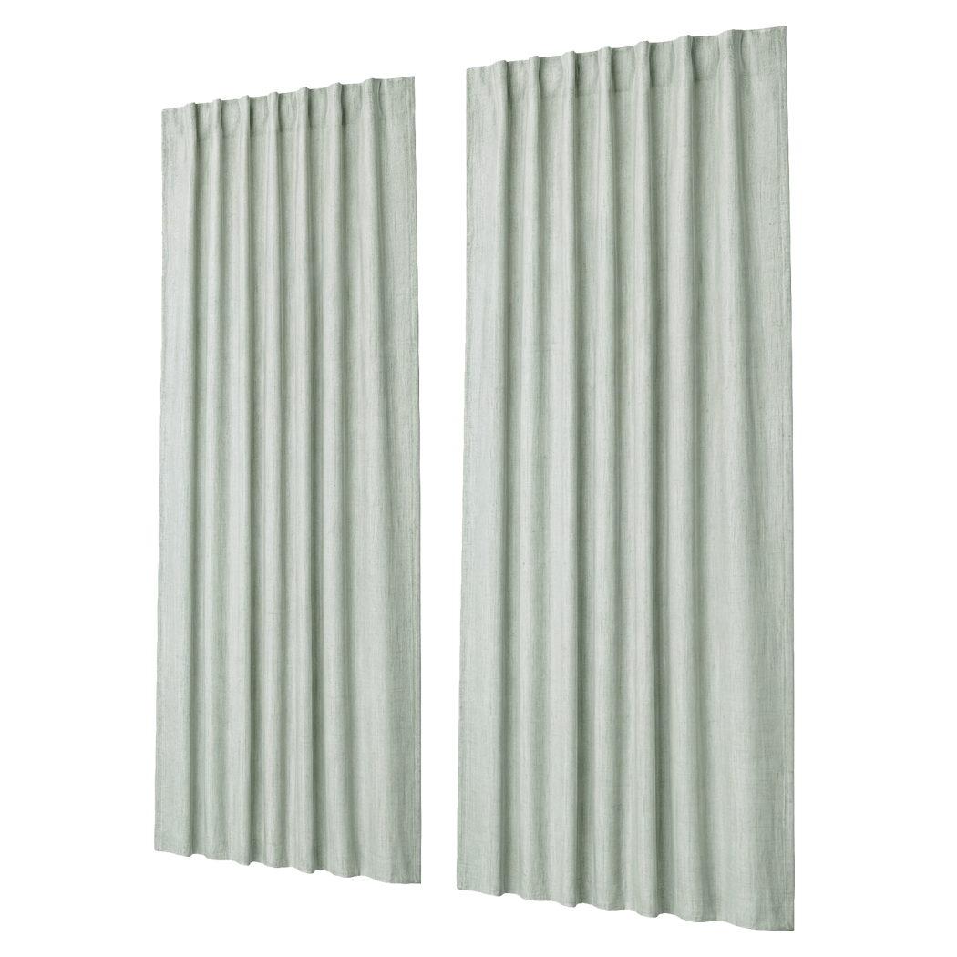 Marlow Blackout Curtains Thermal Linen Look Blockout Drapes 2 Panels Green-2072893564542652424