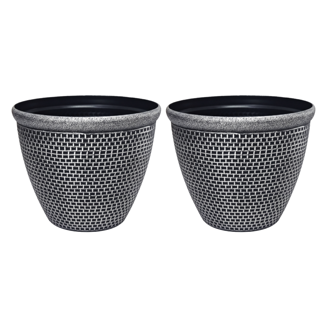 Toque Plastic Plant Pots 36cm Outdoor Garden Planter 2 Pcs With Drainage Holes-2050059017677574152