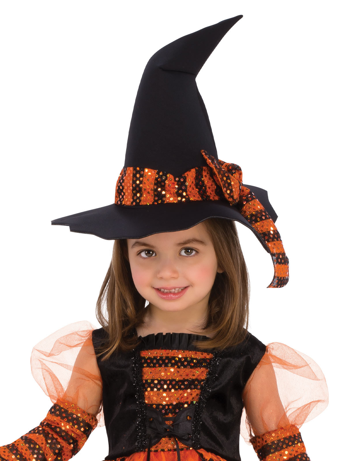 Sparkle Witch Costume for Kids Dress with Hat Bats Glitter Halloween Outfit