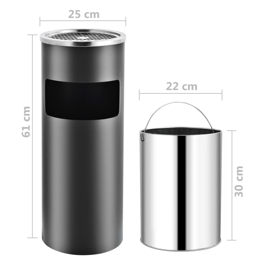 Ashtray Dustbin Bin Hotel 30L Steel Grey Outdoor Commercial Waste Bin Stand