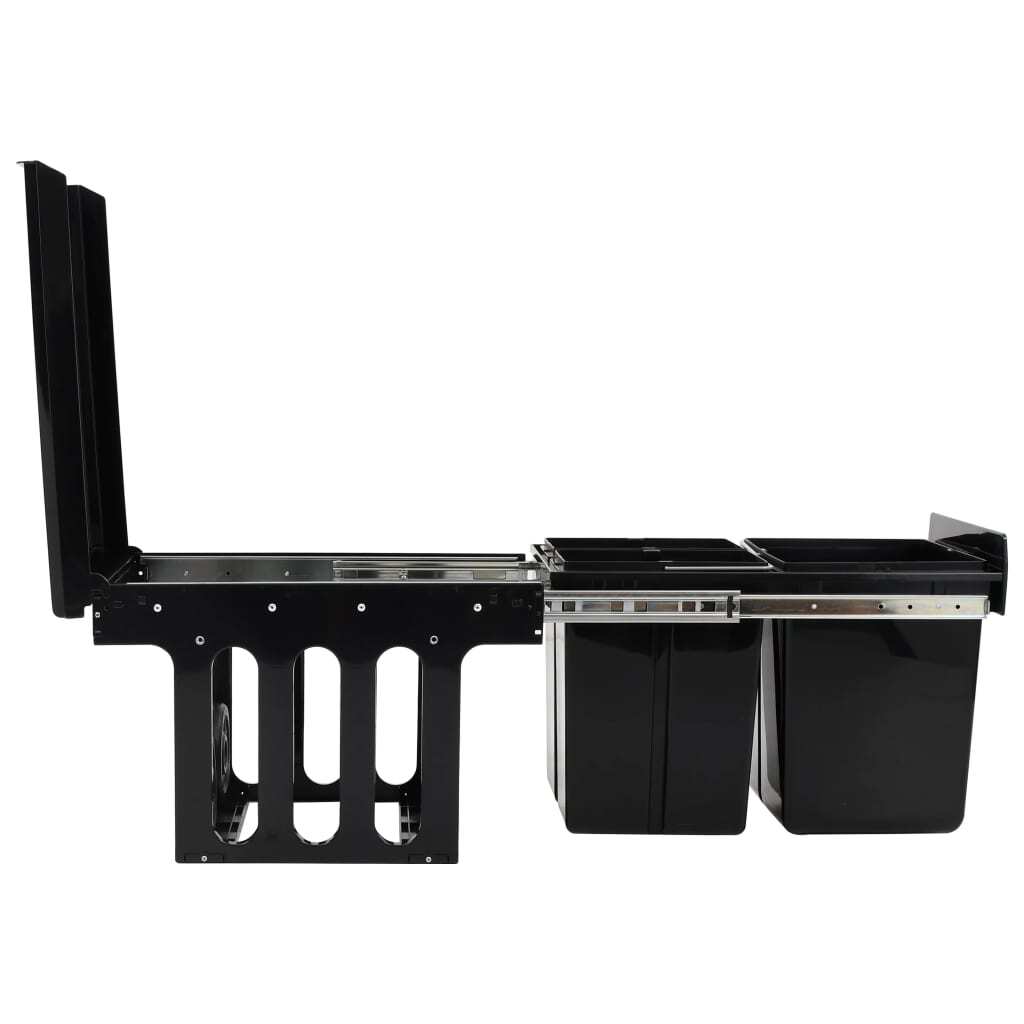 Kitchen Cupboard Pull Out Dustbin Soft Close 48L Triple Bin Recycling Waste