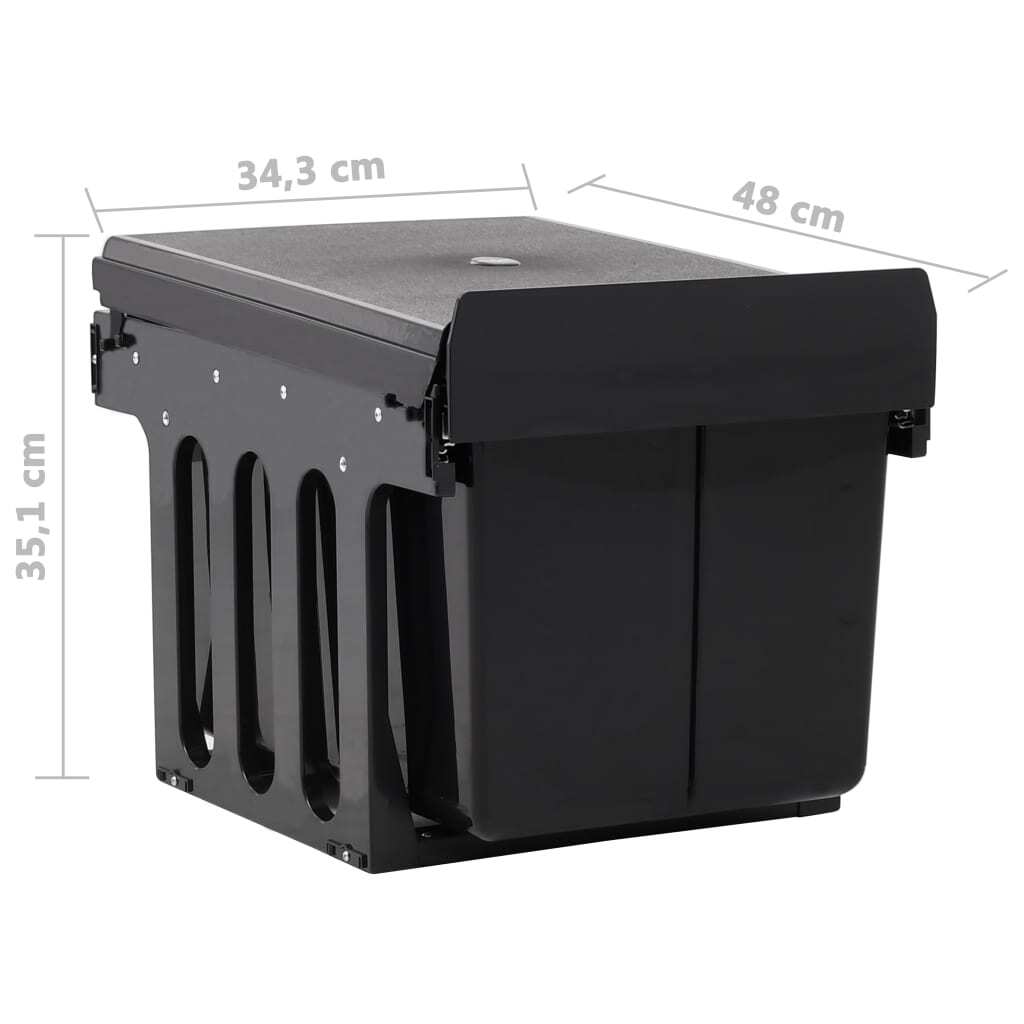 Kitchen Cupboard Pull Out Dustbin Soft Close 48L Triple Bin Recycling Waste