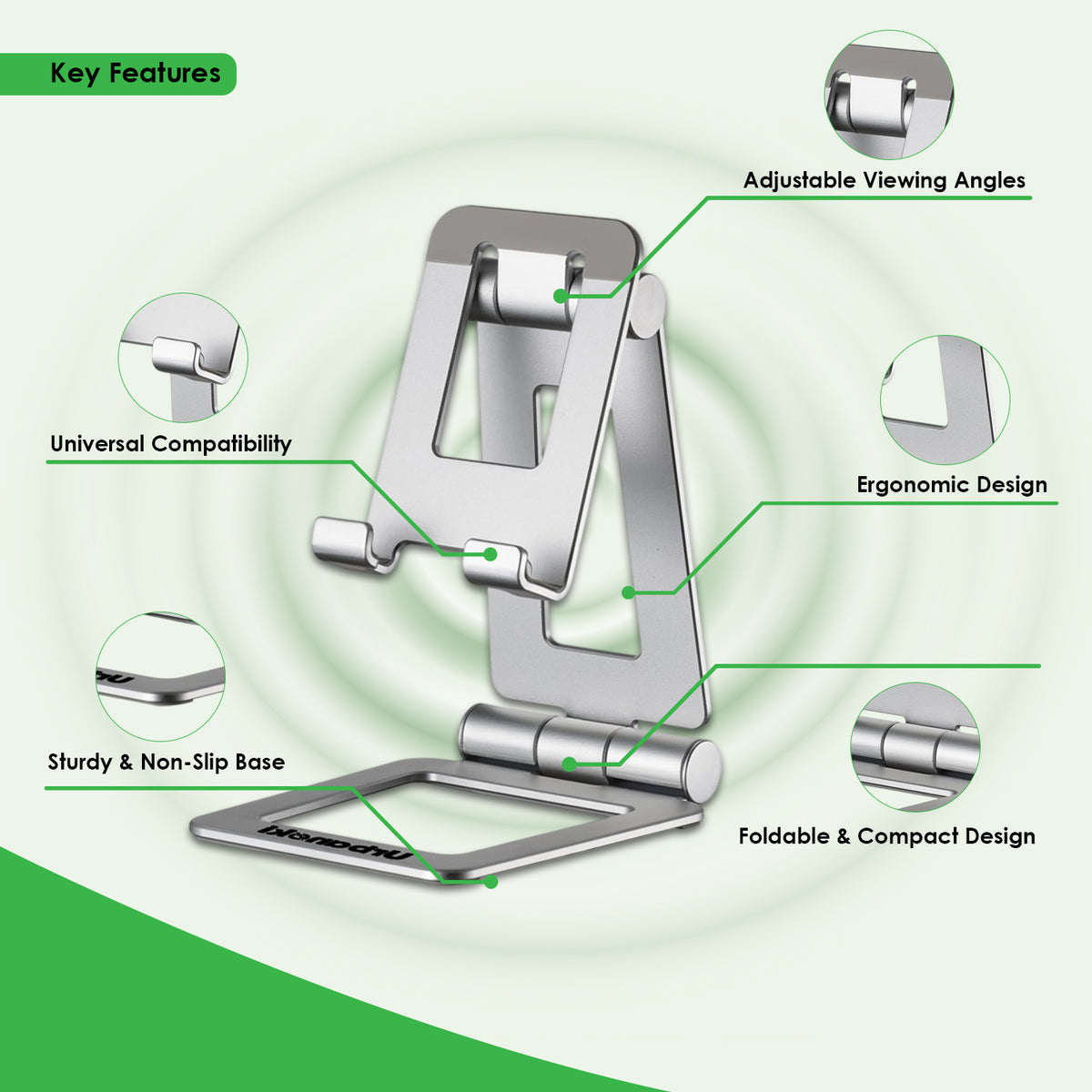 Urbanoki Portable Phone Tablet Stand Dual Folding Desk Travel Cradle Dock - Available in Two Colours